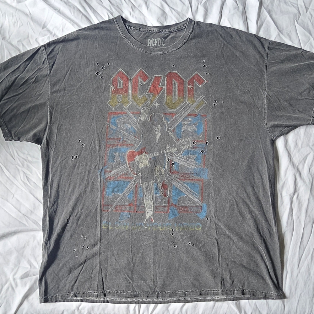 AC/DC Graphic Tee in Gray